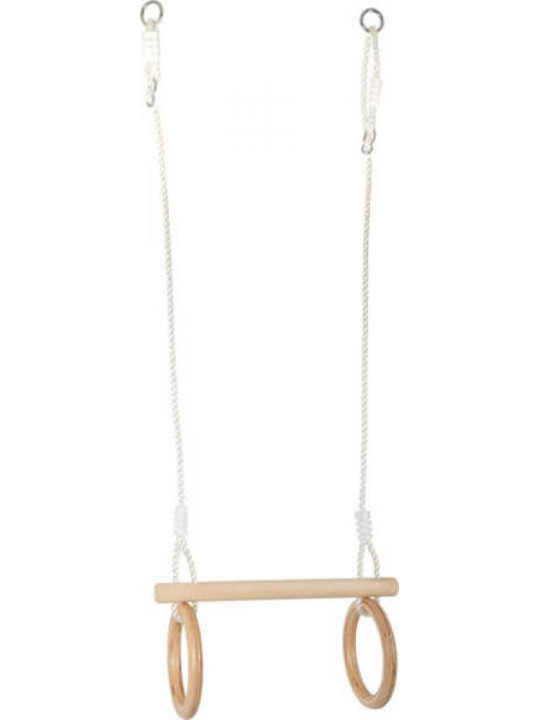 Wooden Trapeze with Gymnastic Rings