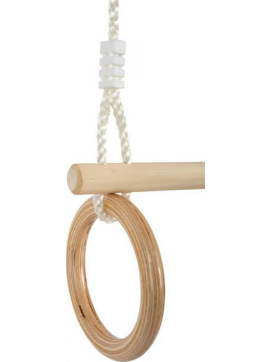 Wooden Trapeze with Gymnastic Rings