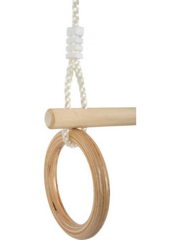 Wooden Trapeze with Gymnastic Rings