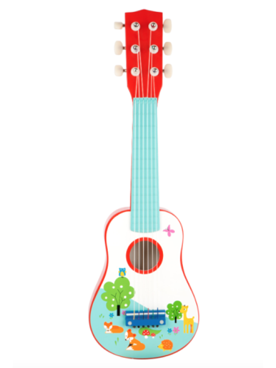 Gitara  dla dzieci lisek, zabawka montessori small foot design - drewniana zabawka muzyczna dla 3 latka