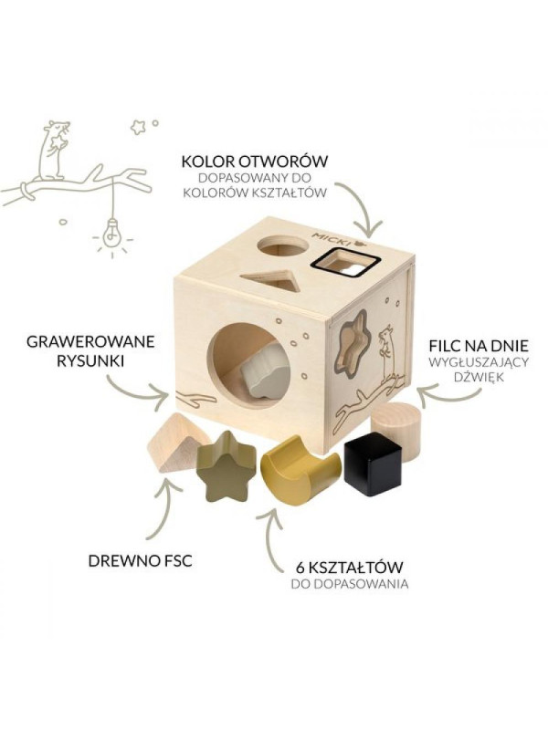 Drewniany sorter kształtów Micki Premium