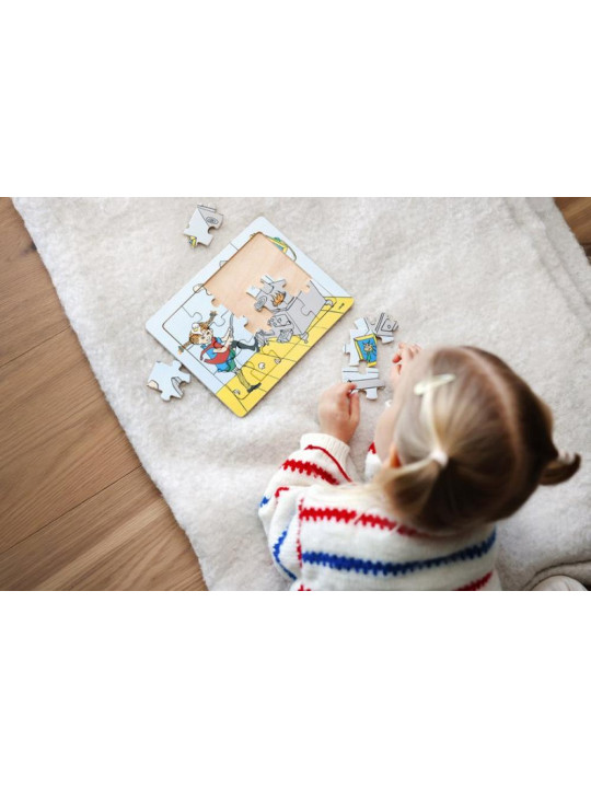 Drewniane puzzle układane w ramce 15 szt Pippi