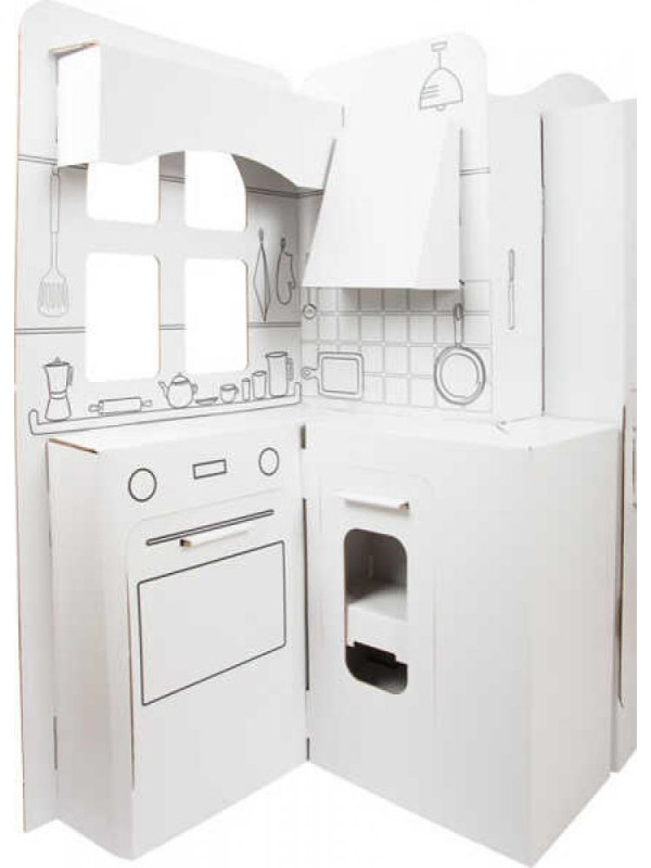 Play Kitchen made of Construction Cardboard