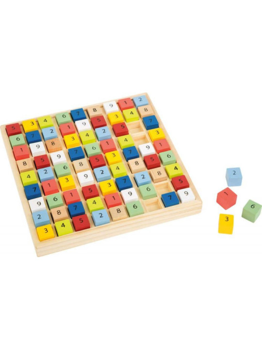 Sudoku gra logiczna dla dzieci, pomoce montessori small foot design - drewniana gra edukacyjna dla 6 latka