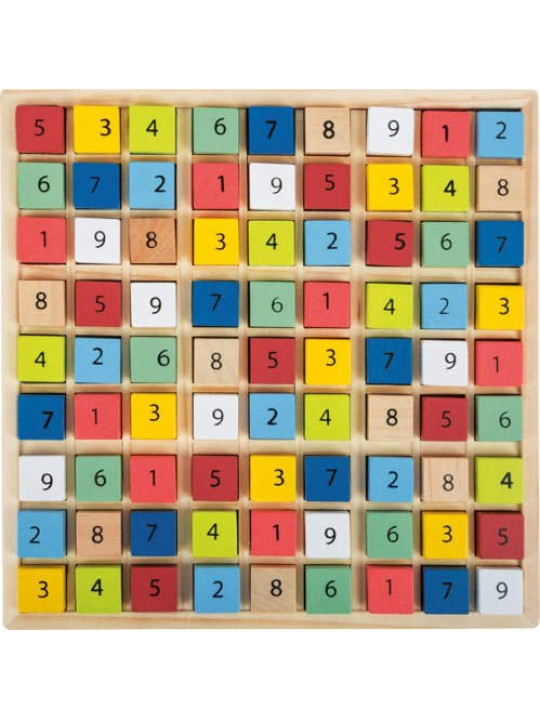 Sudoku gra logiczna dla dzieci, pomoce montessori small foot design - drewniana gra edukacyjna dla 6 latka