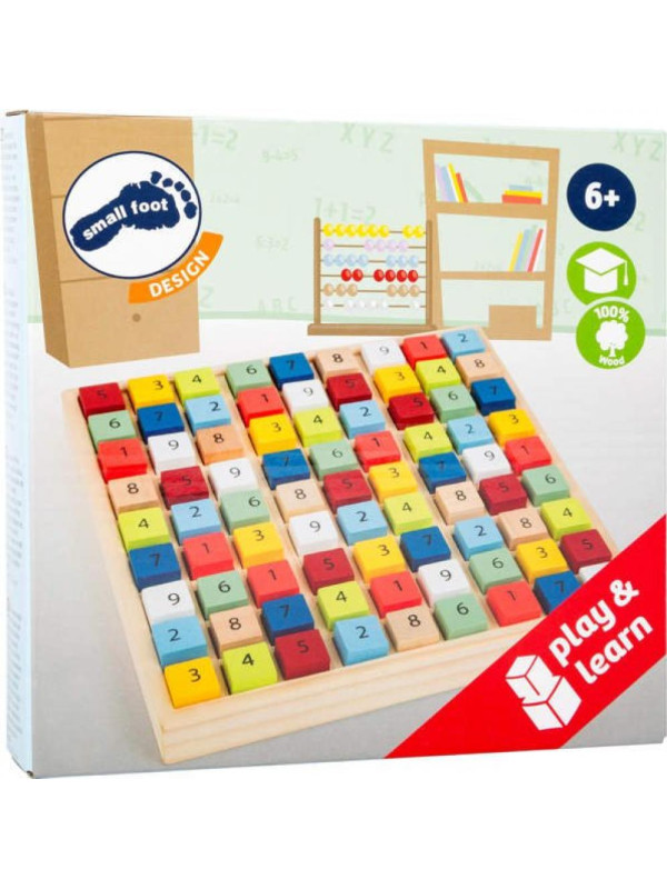 Sudoku gra logiczna dla dzieci, pomoce montessori small foot design - drewniana gra edukacyjna dla 6 latka