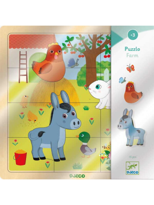 Edukacyjne puzzle drewniane FARMA DJ01814