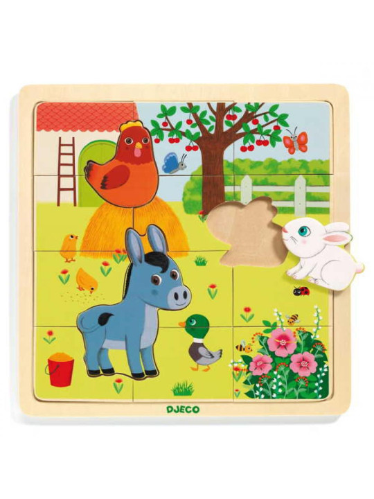 Edukacyjne puzzle drewniane FARMA DJ01814