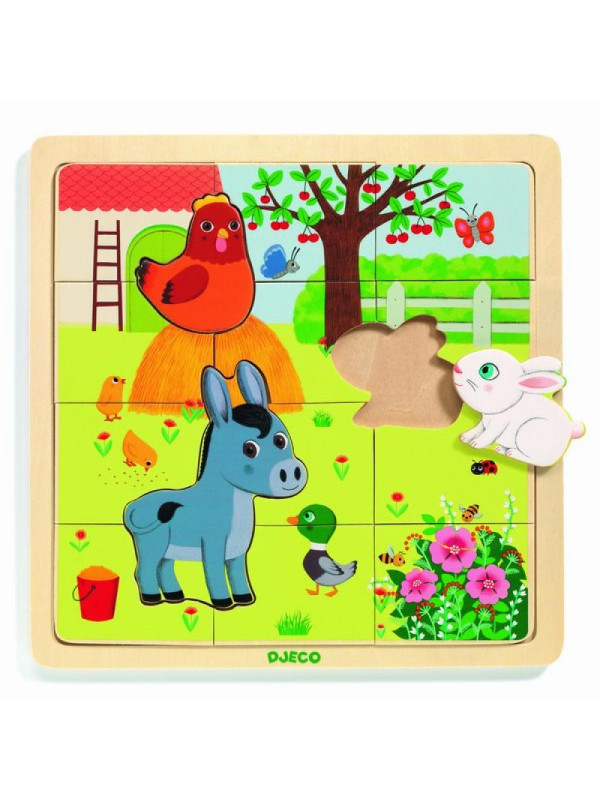 Edukacyjne puzzle drewniane FARMA DJ01814