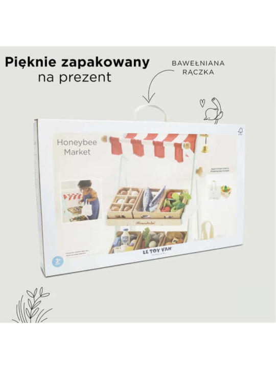 Drewniany stragan, zabawa w sklep supermarket zabawka dla dzieci Le Toy Van