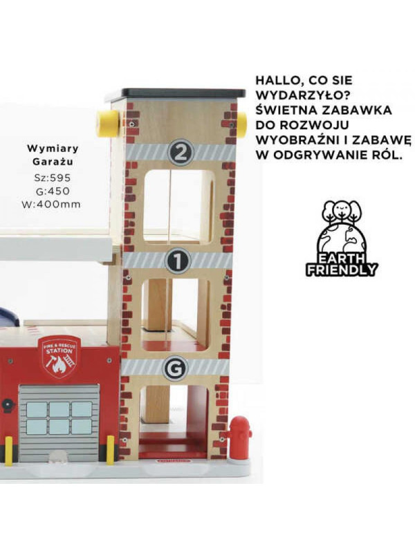 Drewniany garaż wielopoziomowy służby ratunkowe, zabawka, dzieci Le Toy Van