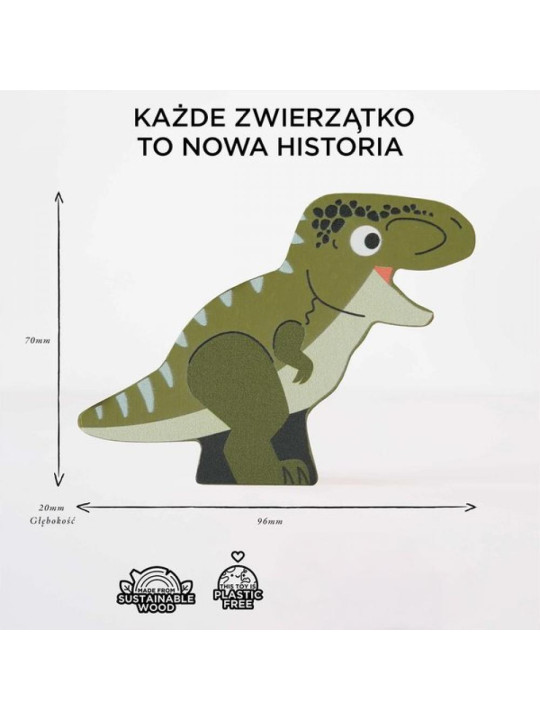 Drewniane figurki dinozaury, zabawka układanka, dzieci Le Toy Van