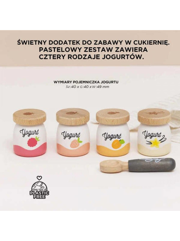 Drewniane jedzenie jogurty do zabawy akcesoria kuchenne, zabawka Le Toy Van