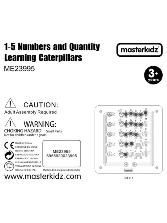 MASTERKIDZ Kolorowe Gąsieniczki Nauka Liczb i Ilości - Tablica Ścienna Edukacyjna Montessori