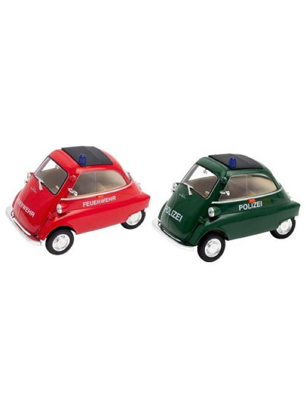 BMW Isetta Police car and Fire brigade, die-cast, 1:26 - set of 12