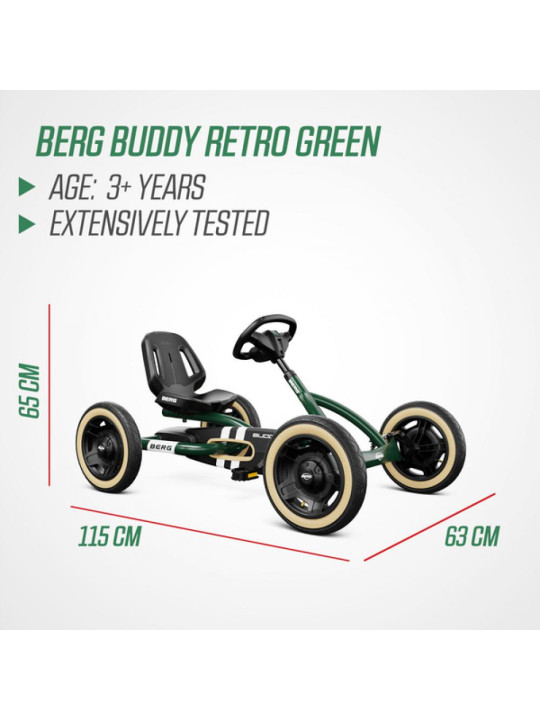 BERG Gokart Na Pedały Buddy Retro Green do 50 kg