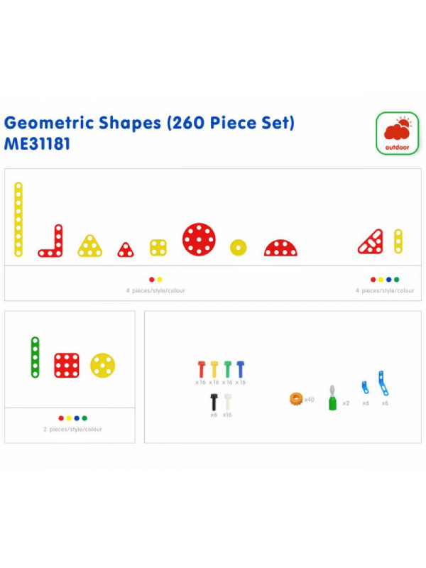 MASTERKIDZ Zestaw Geometrycznych Kształtów Klocków do Paneli Ściennych STEM 260 el.