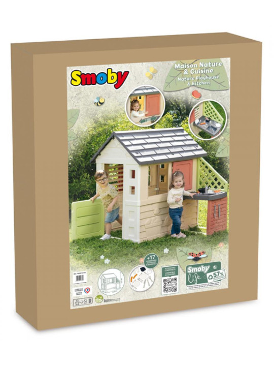 Smoby Domek Nature z kuchnią + 17 akcesoriów