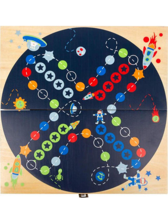Gra planszowa  dla dzieci ludo - kosmos small foot design - zabawka drewniana, zabawka planszowa dla 4 latka
