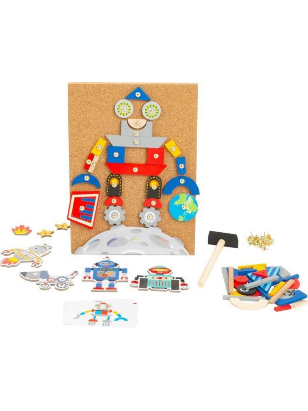 Zabawka Przybijanka dla dzieci robot small foot design - zabawka drewniana, zabawka edukacyjna dla 4 latka