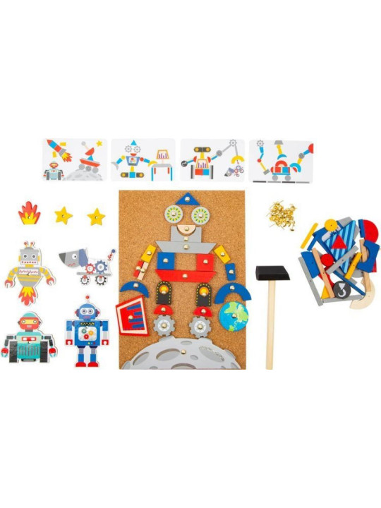 Zabawka Przybijanka dla dzieci robot small foot design - zabawka drewniana, zabawka edukacyjna dla 4 latka