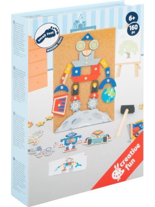 Zabawka Przybijanka dla dzieci robot small foot design - zabawka drewniana, zabawka edukacyjna dla 4 latka