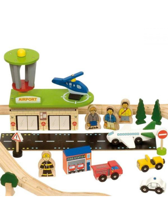 Kolejka drewniana dla dzieci transport pasażerski  - 122 elementy bigjigs toys - drewniana zabawka, zabawa kolejką, zabawka dl