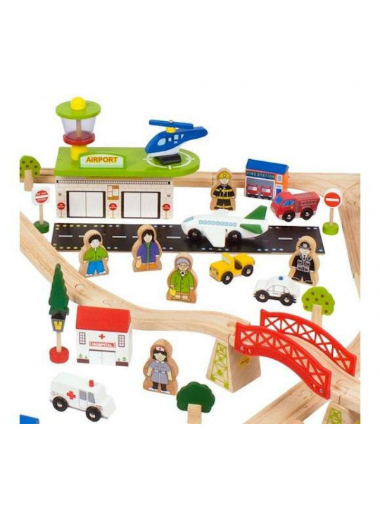 Kolejka drewniana dla dzieci transport pasażerski  - 122 elementy bigjigs toys - drewniana zabawka, zabawa kolejką, zabawka dl