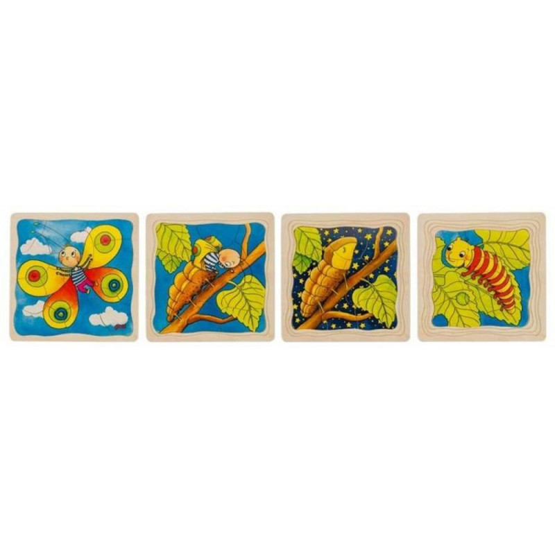 Zabawki drewniane  Puzzle zabawka dla dzieci - od poczwarki do motylka, pomoce montessori goki - puzzle do układania, zabawka d