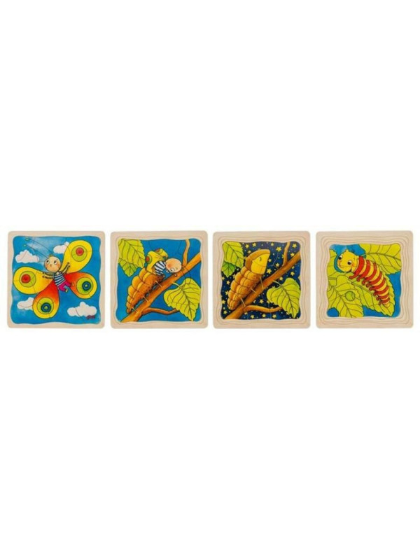 Zabawki drewniane  Puzzle zabawka dla dzieci - od poczwarki do motylka, pomoce montessori goki - puzzle do układania, zabawka d