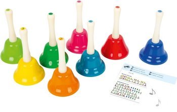 Kolorowe dzwonki - instrumenty muzyczne dla dzieci, zabawka montessori small foot design - zabawki muzyczne dla 3 latka