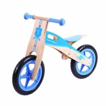 Rowerek biegowy dla dzieci- niebieski bigjigs toys - drewniany jeździk, zabawka dla 3 latka