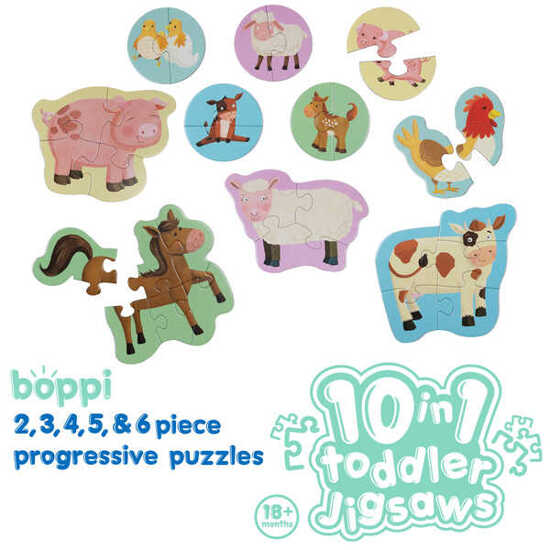 BOPPI, 10 w 1 progresywne pierwsze puzzle Farma 30 elem