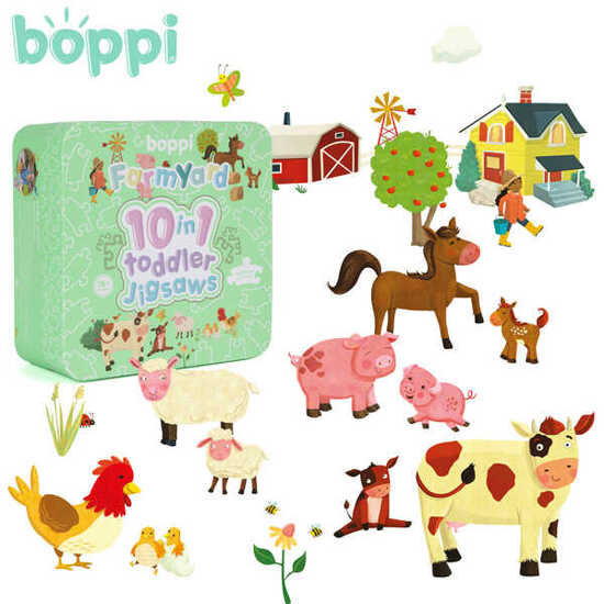 BOPPI, 10 w 1 progresywne pierwsze puzzle Farma 30 elem