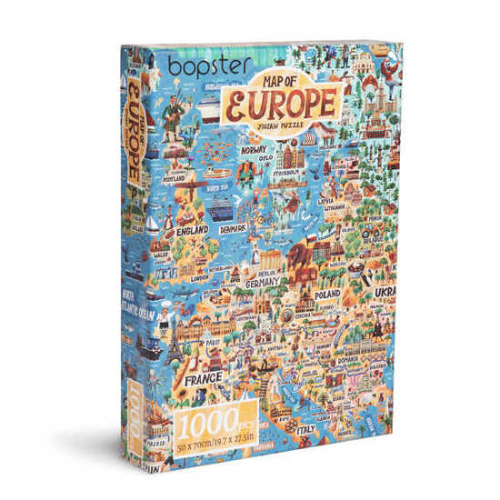 Bopster, ilustrowane puzzle 1000 el Mapa Europy