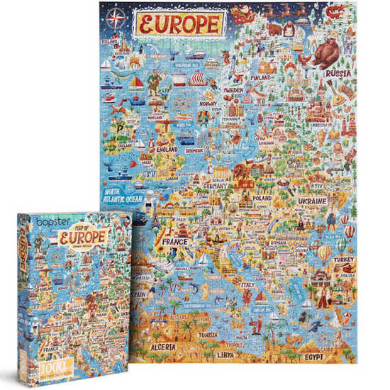 Bopster, ilustrowane puzzle 1000 el Mapa Europy