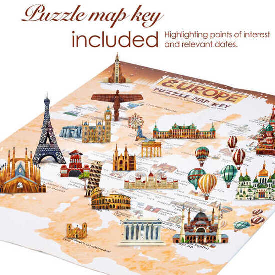 Bopster, ilustrowane puzzle 1000 el Mapa Europy