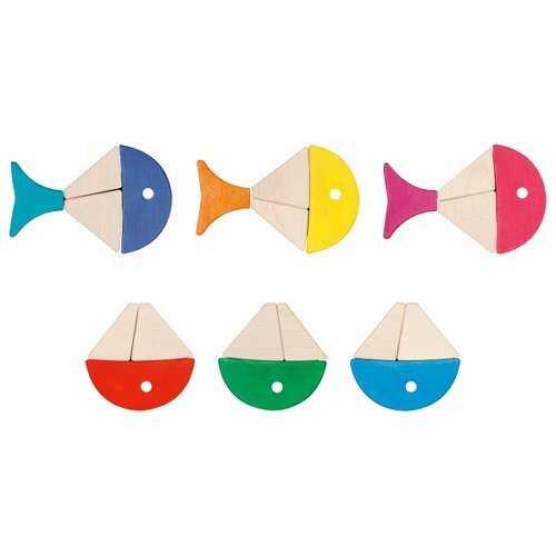 Colour and shape sorting game - 6 colourful fishes