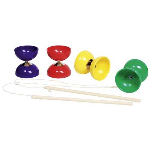 Diabolo with 2 wooden sticks and string - set of 4