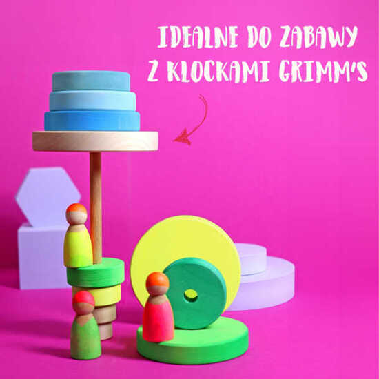 Drewniane figurki Przyjaciele 3 szt. Neon Pink/Green Grimm’s