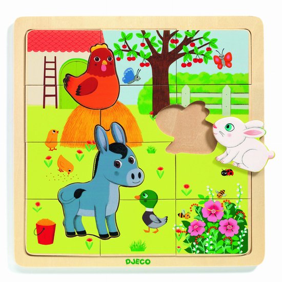 Edukacyjne puzzle drewniane FARMA DJ01814