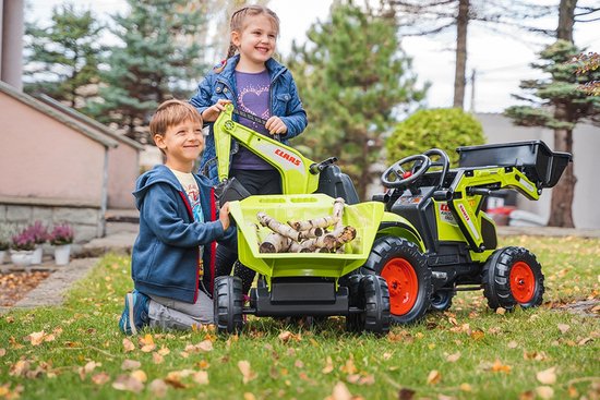 FALK Traktor CLAAS na Pedały z Przyczepą, Łyżką i Spychaczem od 3 Lat