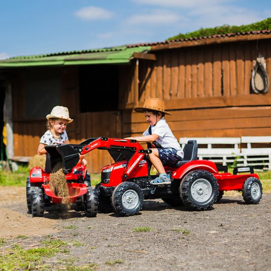 FALK Traktor Massey Ferguson Czerwony na Pedały z Przyczepką od 3 Lat