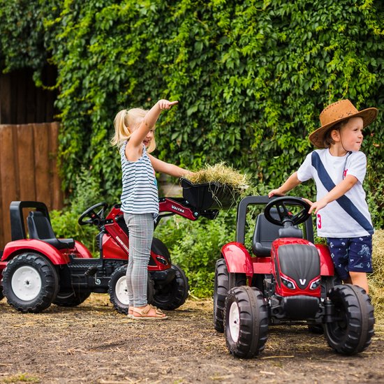 FALK Traktor Valtra Bordowy na Pedały z Przyczepką i Łyżką od 3 Lat