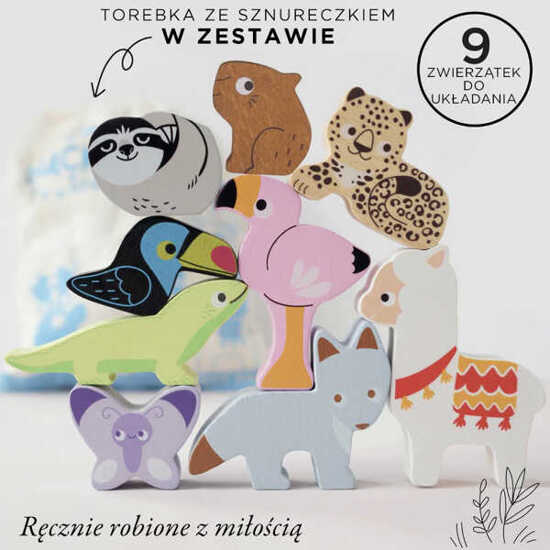 Gra zręcznościowa - Figurki zwierzątka drewniane  górskie  Le Toy Van