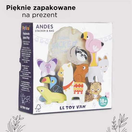 Gra zręcznościowa - Figurki zwierzątka drewniane  górskie  Le Toy Van