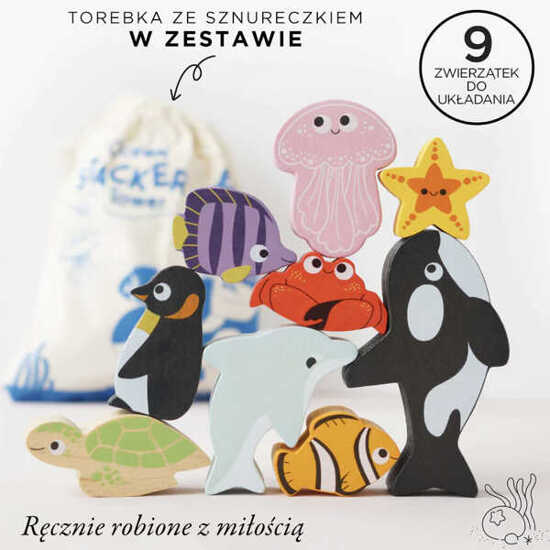 Gra zręcznościowa - Figurki zwierzątka drewniane rybki Le Toy Van