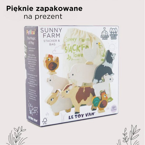 Gra zręcznościowa - Figurki zwierzątka drewniane wiejskie Le Toy Van