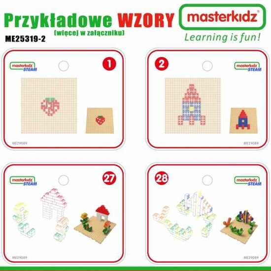 MASTERKIDZ Drewniany Stół Edukacyjny + AKCESORIA STEM WALL + 563 Klocków