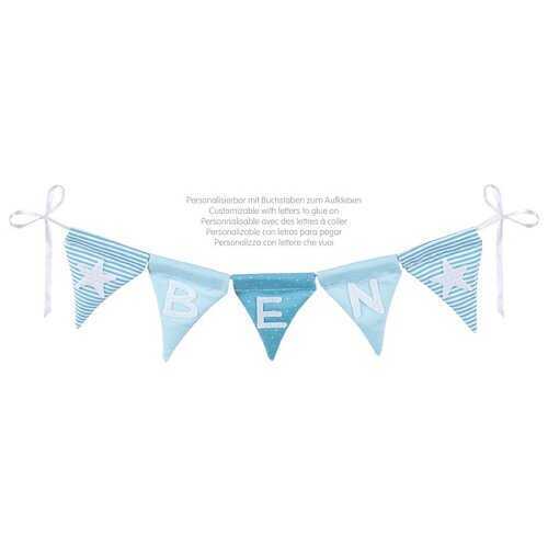 Name bunting, blue, with 10 pennants